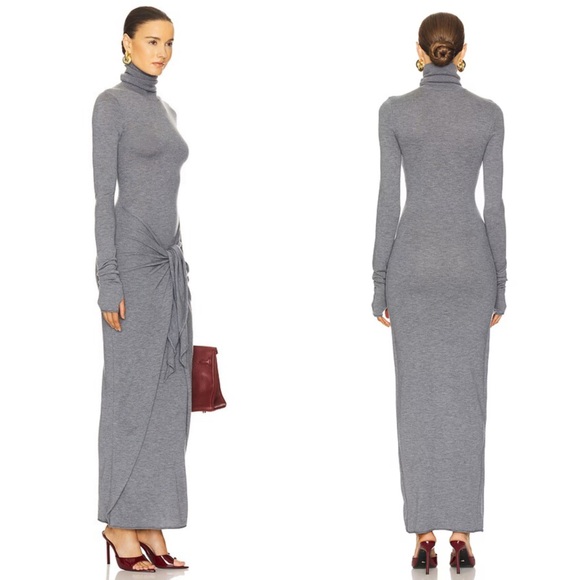 Helsa Oakleigh Maxi Knit Dress in Light Grey Size Small - Picture 2 of 9